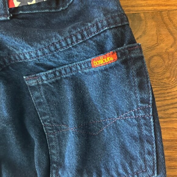 Repurposed Upcycled Denim Purse USA Patriotic Flag Shoulder Bag Bonjour Jeans - Picture 12 of 13